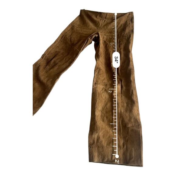 Vince Chocolate Brown Suede Pants Women’s Stretchy Elastic Waist 100% Leather - Picture 9 of 12
